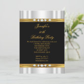 金ゴールドエレガントブラックシルクダイヤモンド誕生日 招待状 (スタンド正面)