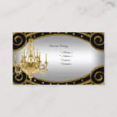 金ゴールドエレガントブラックシルバーシャンデリアインテリア 名刺 (裏面)