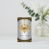 金ゴールドエレガントブラックシルバーシャンデリアインテリア 名刺 (スタンド正面)