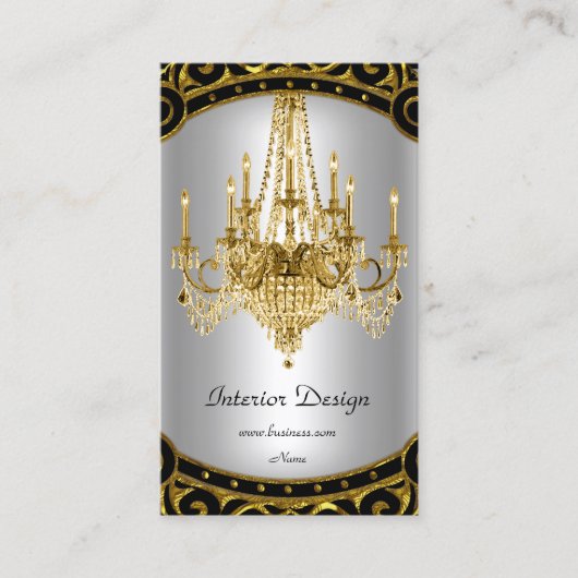 金ゴールドエレガントブラックシルバーシャンデリアインテリア 名刺 (正面)