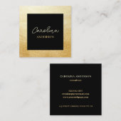 金ゴールドエレガントブラックスクエアビジネスカード スクエア名刺 (正面/裏面)