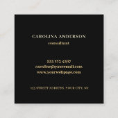 金ゴールドエレガントブラックスクエアビジネスカード スクエア名刺 (裏面)