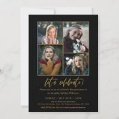 金ゴールドエレガントブラックスクリプト5 Photo Collage Grad 招待状 (裏面)