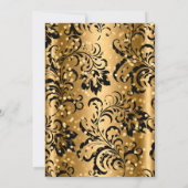 金ゴールドエレガントブラックダマスクジュエルボウ誕生日 招待状 (裏面)