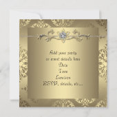 金ゴールドエレガントブラックダマスクパーティの招待状 招待状 (裏面)