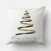 金ゴールドエレガントブラックツリーメリークリスマス クッション (正面)