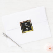 金ゴールドエレガントブラックヒョウ皮しょうゆうラベル スクエアシール (封筒)