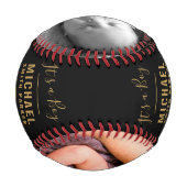 金ゴールドエレガントブラックベビー誕生発表2写真 野球ボール (裏面)