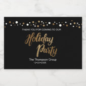 金ゴールドエレガントブラックホリデーパーティー企業のクリスマス スパークリングワインラベル (シングルラベル)