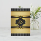 金ゴールドエレガントブラックメタルルックバースデーパーティー2 招待状 (スタンド正面)