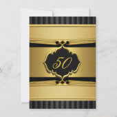 金ゴールドエレガントブラックメタルルックバースデーパーティー2 招待状 (正面)