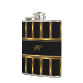 金ゴールドエレガントブラックメタルルモノグラム名3 フラスク (左)