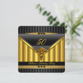 金ゴールドエレガントブラックメタルロックバースデーパーティー2 招待状 (スタンド正面)