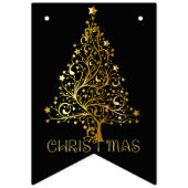 金ゴールドエレガントブラックメリークリスマスツリーパーティー バンティングフラッグ (第2の旗)