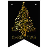 金ゴールドエレガントブラックメリークリスマスツリーパーティー バンティングフラッグ (第3の旗)