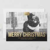 金ゴールドエレガントブラックメリークリスマスフォトカード シーズンカード (正面)