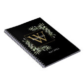 金ゴールドエレガントブラックモノグラムグリーンレシピノートボ ノートブック (右側)