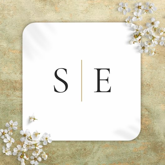 金ゴールドエレガントブラックモノグラムミニマリスト スクエアシール