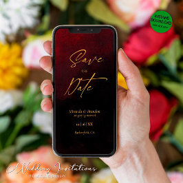 金ゴールドエレガントブラックレッドウェディング日付カードを保存 セーブザデート