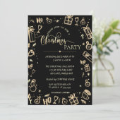 金ゴールドエレガントブラック会社クリスマスパーティー 招待状 (スタンド正面)