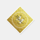 金ゴールドエレガントブラック夫妻の結婚イニシャル スタンダードカクテルナプキン (角)