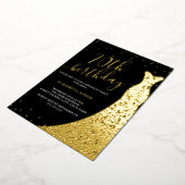 金ゴールドエレガントブラック書道ドレス70誕生日 箔招待状 (回転した状態)