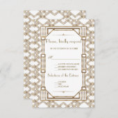 金ゴールドエレガントブラック素晴らしギャツビー1920sウェディングRSVP 出欠カード (正面/裏面)