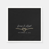 金ゴールドエレガントブラック結婚のカクテルナプキンス スタンダードカクテルナプキン (正面)