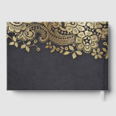 金ゴールドエレガントブラック結婚レースのゲストブック ゲストブック (裏面)