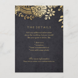 金ゴールドエレガントブラック結婚レース詳細カード エンクロージャーカード