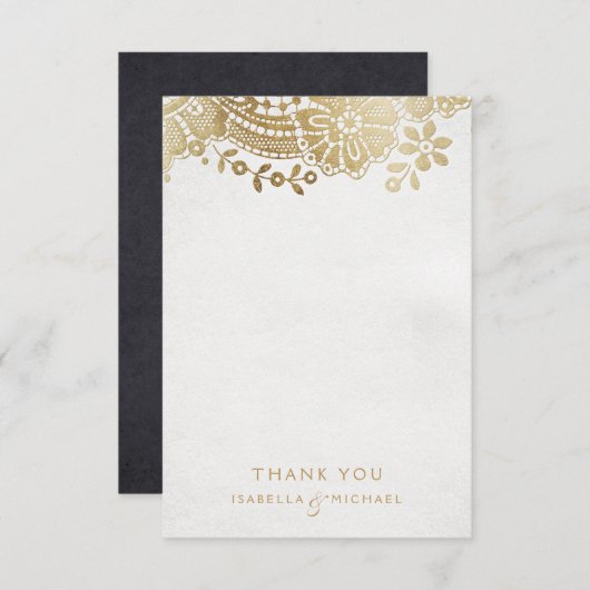 金ゴールドエレガントブラック結婚ヴィンテージレ感謝していースユー サンキューカード (正面/裏面)