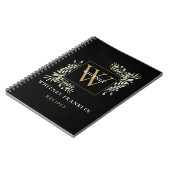 金ゴールドエレガントブラック緑モノグラムレシピ ノートブック (左側)