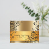 金ゴールドエレガントブラック花束パーソナライズされた ポストカード (スタンド正面)