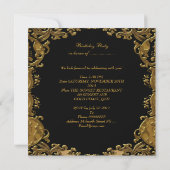 金ゴールドエレガントブラック金ゴールド誕生日パーティジュエル 招待状 (裏面)