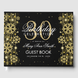 金ゴールドエレガントブラック30thバースデーウィンターグリッター ゲストブック