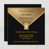 金ゴールドエレガントブラック50バースデーパーティ招待状 招待状 (正面/裏面)