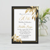 金ゴールドエレガントブラック50誕生祝い 招待状 (スタンド正面)