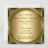 金ゴールドエレガントブラック50th誕生日パーティー 招待状 (裏面)