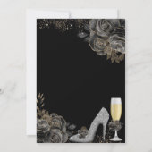 金ゴールドエレガントブラックstiletto誕生日 招待状 (裏面)