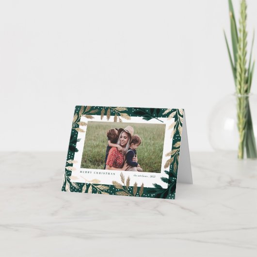 金ゴールドエレガントブランチ3写真クリスマス シーズンカード (正面)