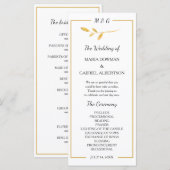 金ゴールドエレガントブランチ。トレンディー結婚タイポグラフィ プログラム (正面/裏面)