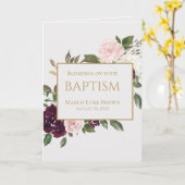 金ゴールドエレガントブルゴーニュピンク恵み《キリスト教》洗礼式や命名式 カード (黄色い花)