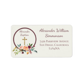 金ゴールドエレガントブルゴーニュフローラベビーバプテスマ帰還 ラベル