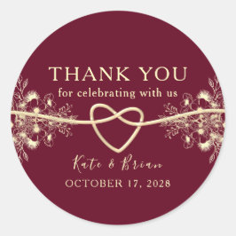金ゴールドエレガントブルゴーニュ結婚式の引き出物シール ラウンドシール
