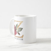 金ゴールドエレガントブルゴーニュ花文字Z コーヒーマグカップ (正面左)