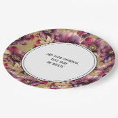 金ゴールドエレガントブルゴーニュ花縁ど柄 ペーパープレート (アングル)