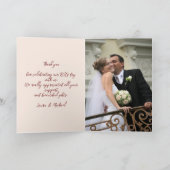 金ゴールドエレガントブルゴーニュ・ピンク結婚ローズの写真 サンキューカード (内部)