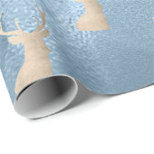 金ゴールドエレガントブルーのクリスマス鹿のパターン ラッピングペーパー (ロールコーナー)