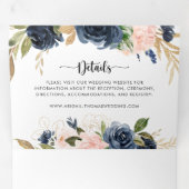 金ゴールドエレガントブルーのフローラ結婚の 三つ折り招待状 (内部最初)