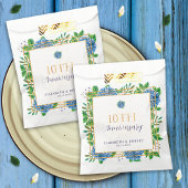 金ゴールドエレガントブルーアジサイ10周年記念パーティー フェイバーバッグ